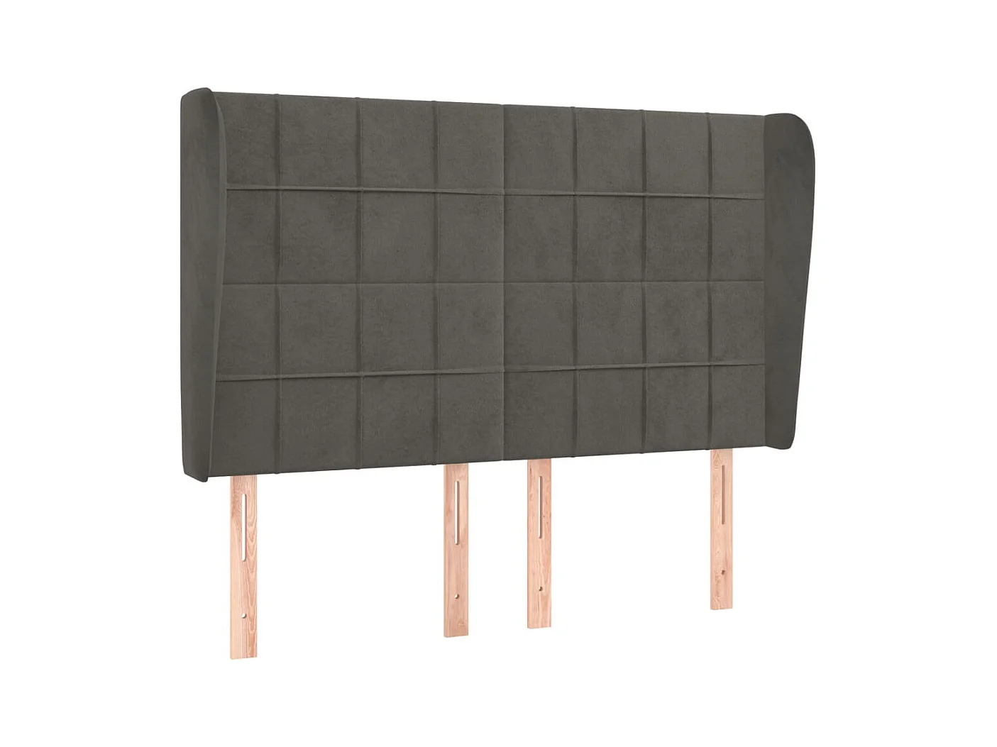 Cabecero | Cabezal de Cama | Mueble cabecero con orejas de terciopelo gris oscuro 147x23x118/128 cm