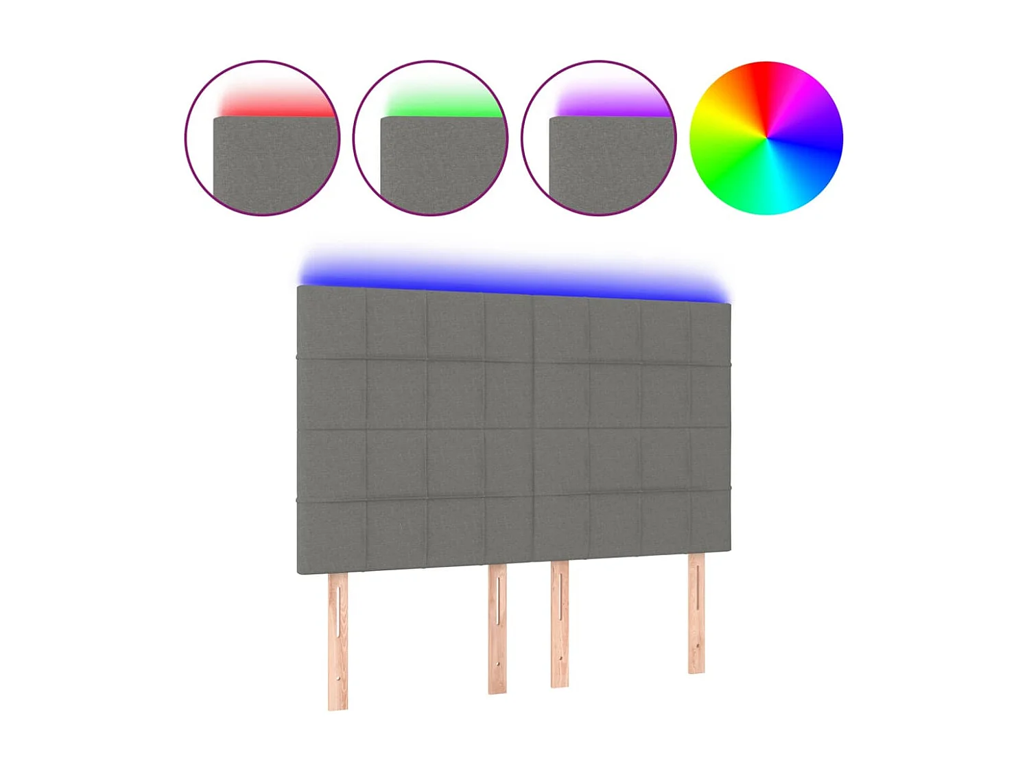 Hoofdbord | Hoofdeinde LED 144x5x118/128 cm stof donkergrijs