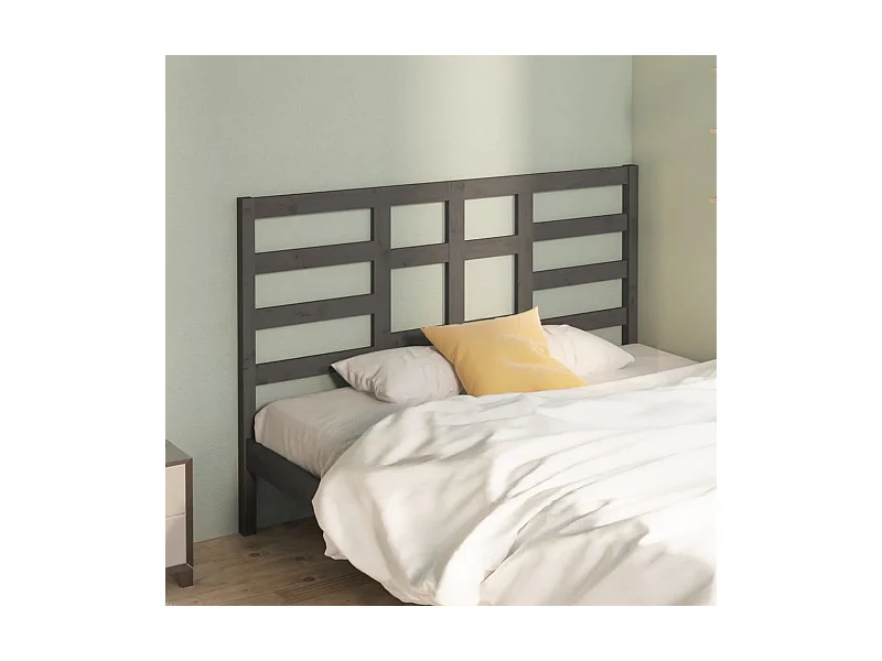 Tête de Lit | Panneau de tête pour lit Moderne Gris 146x4x104 cm Bois massif de pin