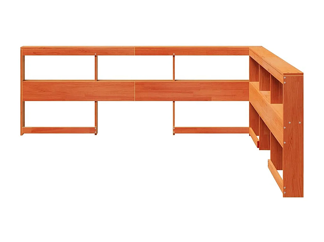 Cabecero cama | Cabezal de cama | Mueble de cabecero estantería forma L marrón encerado 200 cm