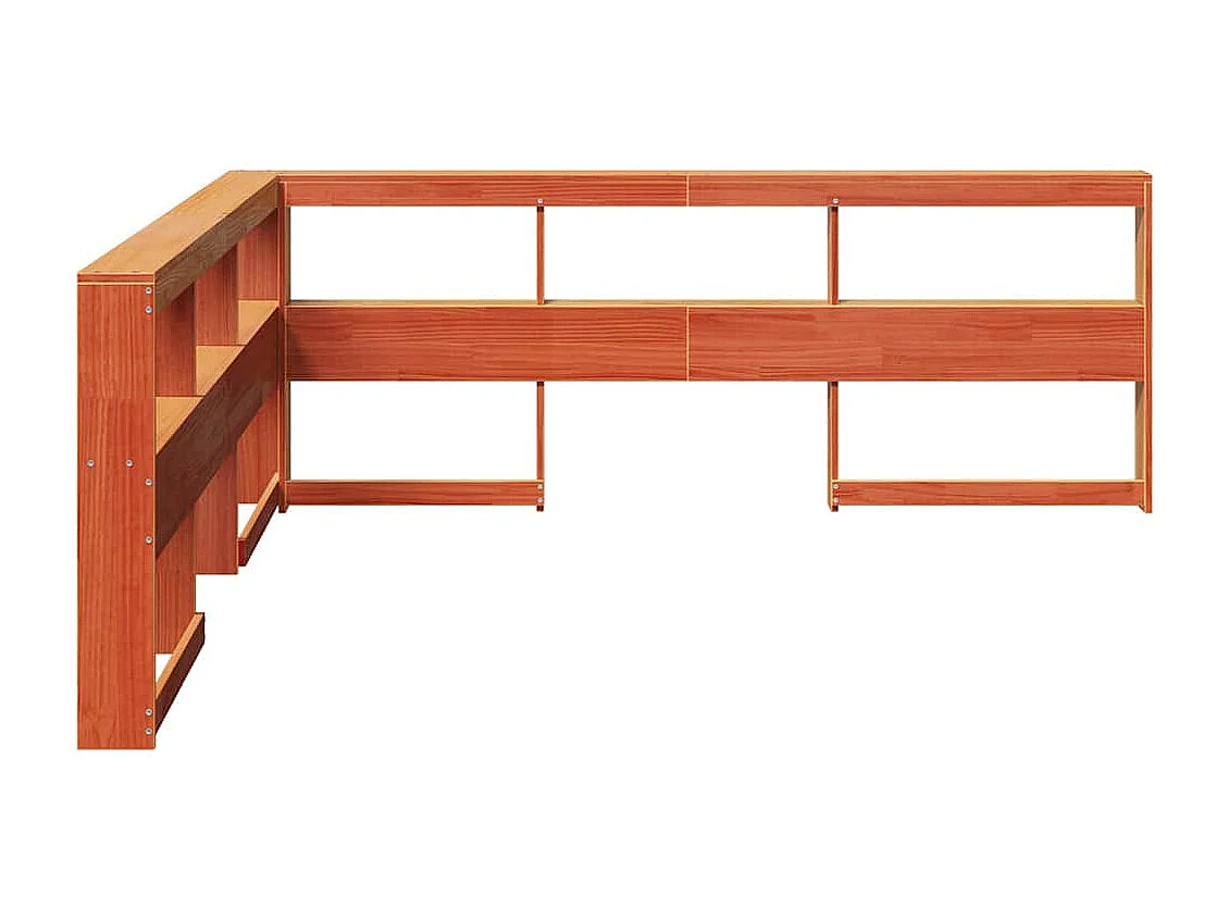 Cabecero cama | Cabezal de cama | Mueble de cabecero estantería forma L marrón encerado 200 cm