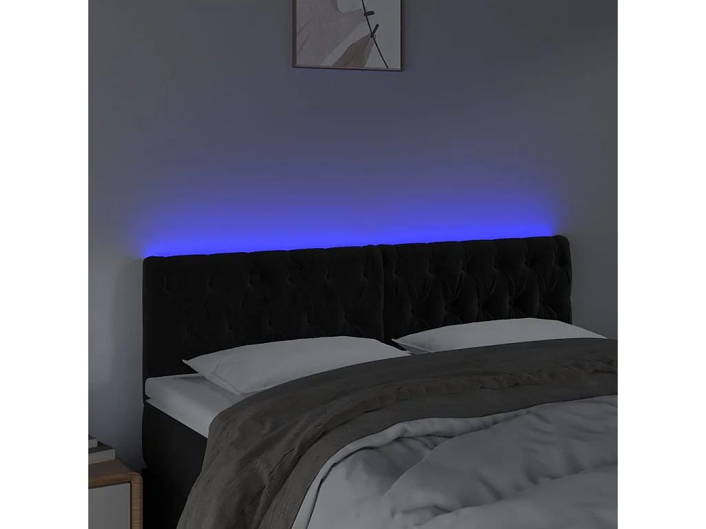Hoofdbord | Hoofdeinde LED 144x7x78/88 cm fluweel zwart
