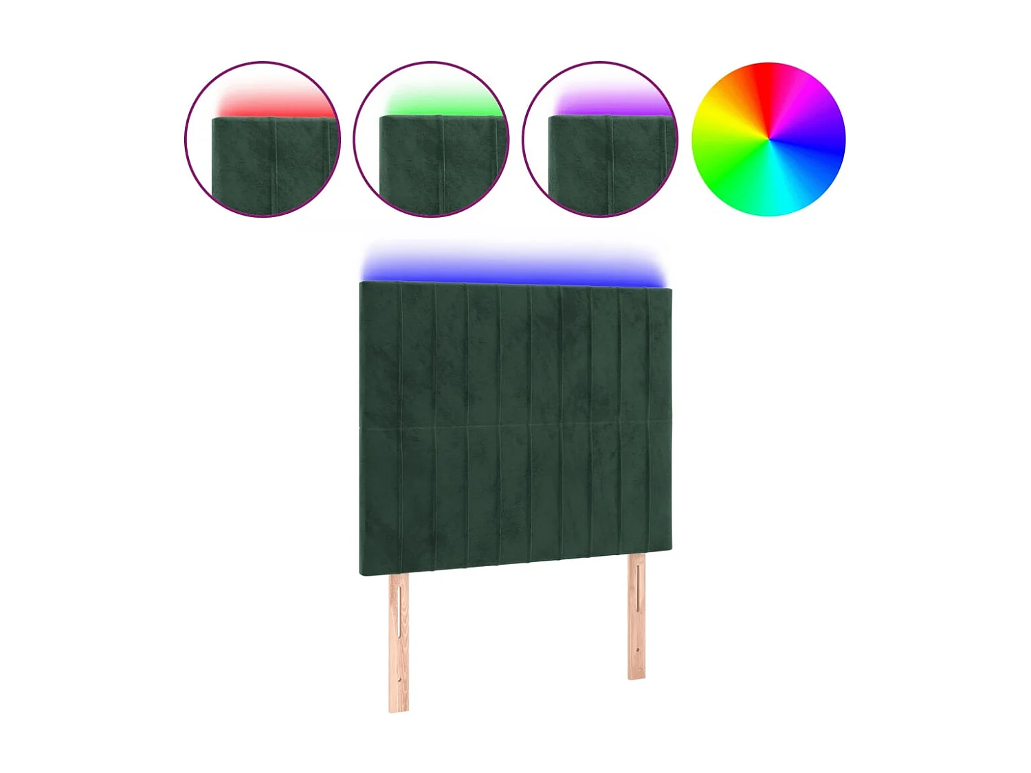Hoofdbord | Hoofdeinde LED 100x5x118/128 cm fluweel donkergroen