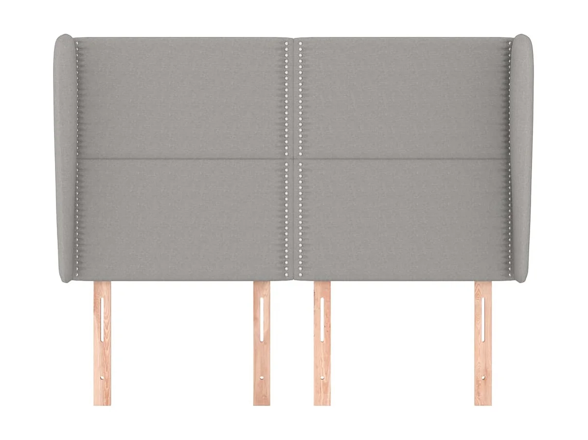 Tête de Lit | Panneau de tête pour lit Moderne avec oreilles Gris clair 147x23x118/128 cm Tissu