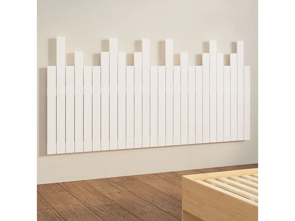 Tête de lit murale | Panneau de tête pour lit Moderne  Blanc 166x3x80 cm Bois massif de pin