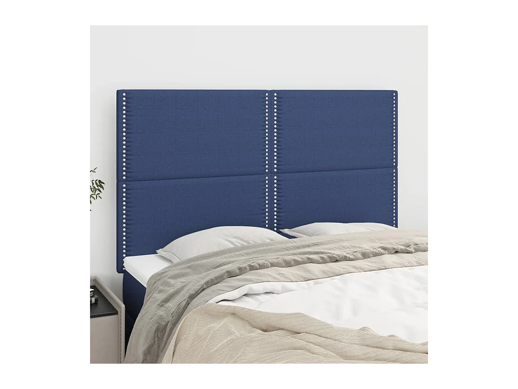 Cabeceros | Cabezal de cama | Mueble de cabecero 4 unidades tela azul 72x5x78/88 cm