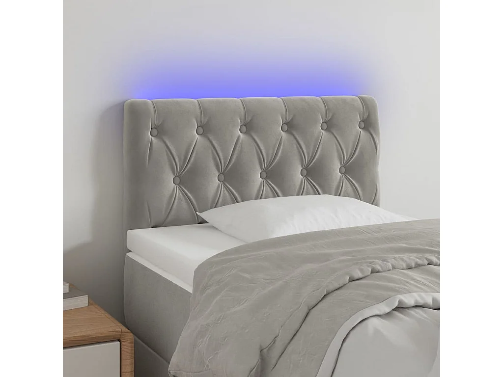 Hoofdbord | Hoofdeinde LED 80x7x78/88 cm fluweel lichtgrijs
