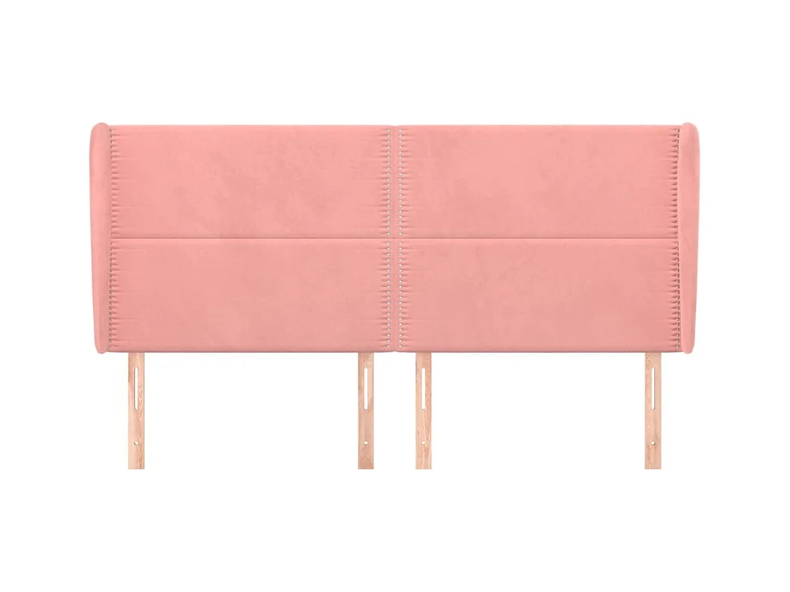 Cabecero | Cabezal de Cama | Mueble cabecero con orejas de terciopelo rosa 203x23x118/128 cm