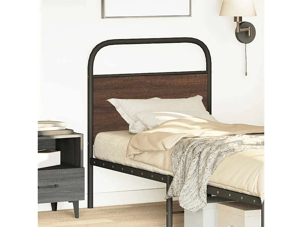 Tête de Lit | Panneau de tête pour lit Moderne chêne marron 80 cm acier et bois d'ingénierie