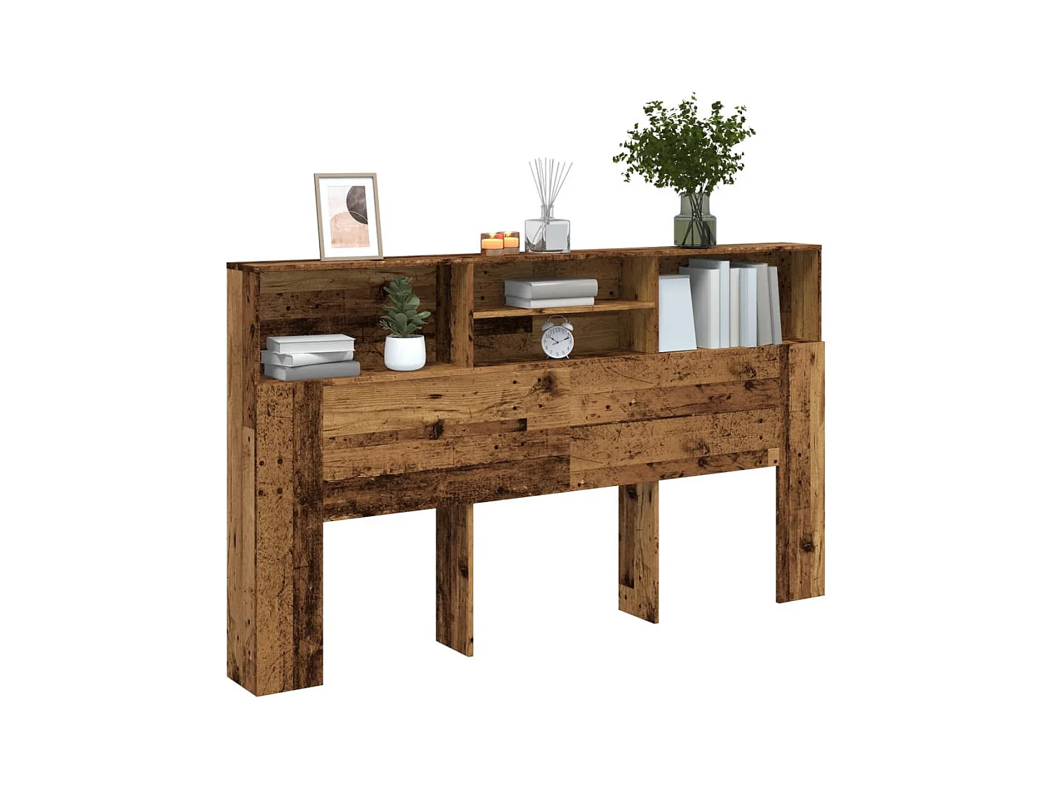 Mueble cabecero | Cabecero | Cabezal de cama armario madera ingeniería envejecida 180x19x103,5 cm