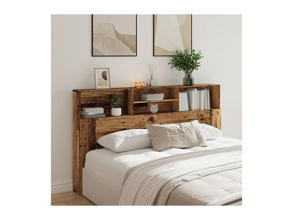 Mueble cabecero | Cabecero | Cabezal de cama armario madera ingeniería envejecida 180x19x103,5 cm