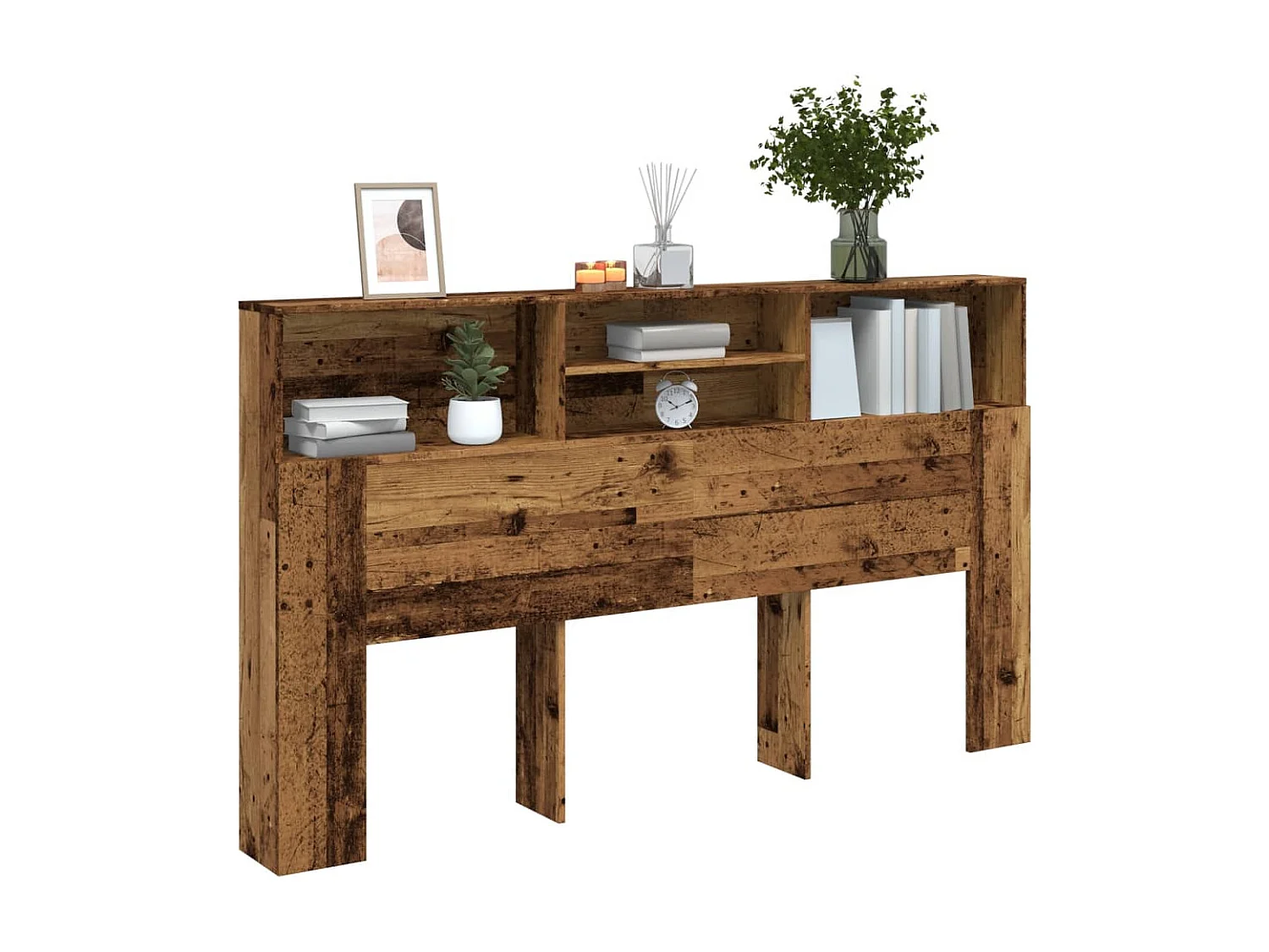 Tête de Lit avec rangement | Armoire de tête de lit vieux bois 180x19x103,5 cm