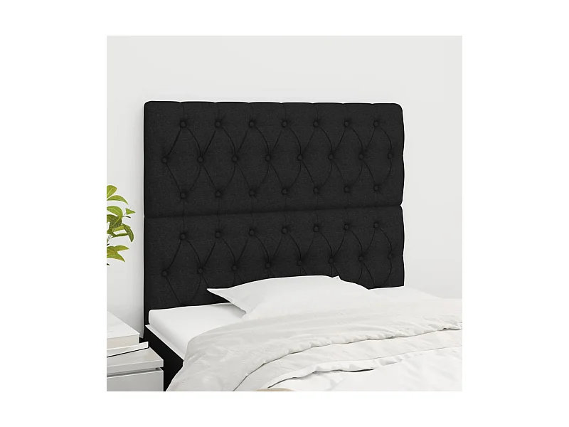 Cabeceros | Cabezal de cama | Mueble de cabecero 2 unidades de tela negro 100x7x78/88 cm