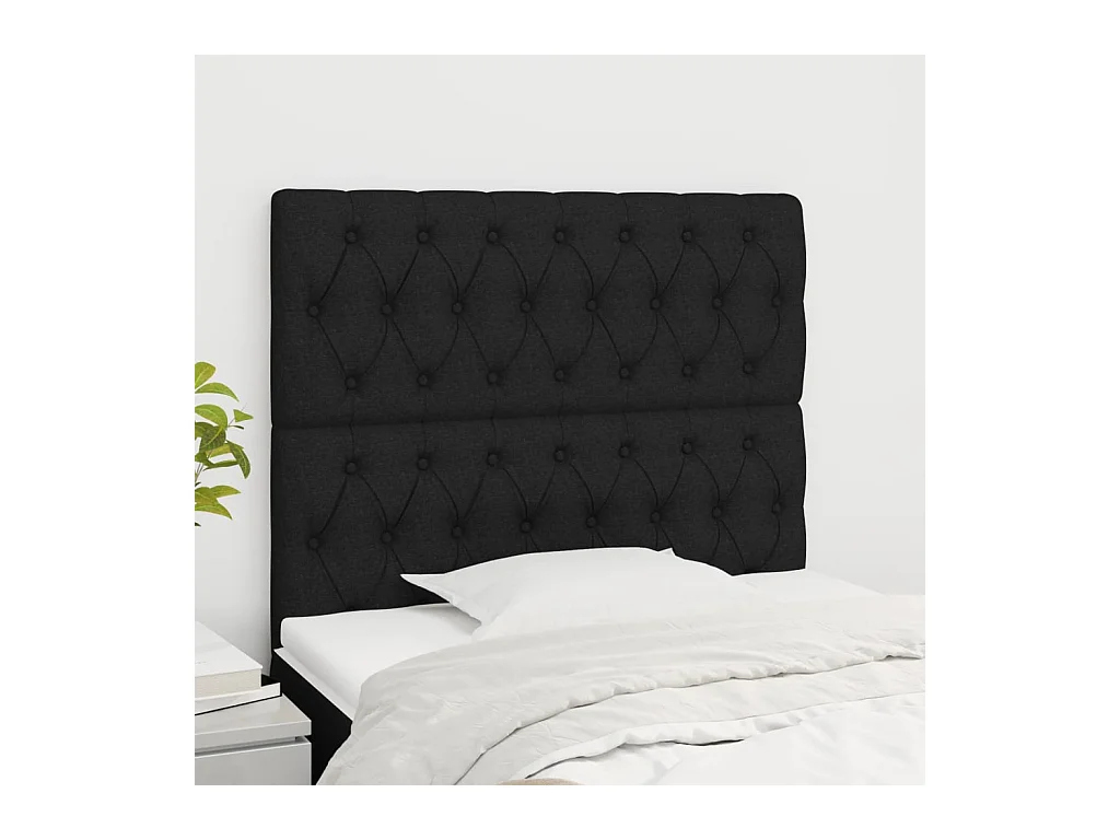 Têtes de lit | Panneaux de tête pour lit Moderne 2 pcs Noir 100x7x78/88 cm Tissu