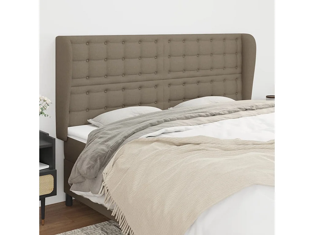 Tête de Lit | Panneau de tête pour lit Moderne avec oreilles Taupe 163x23x118/128 cm Tissu