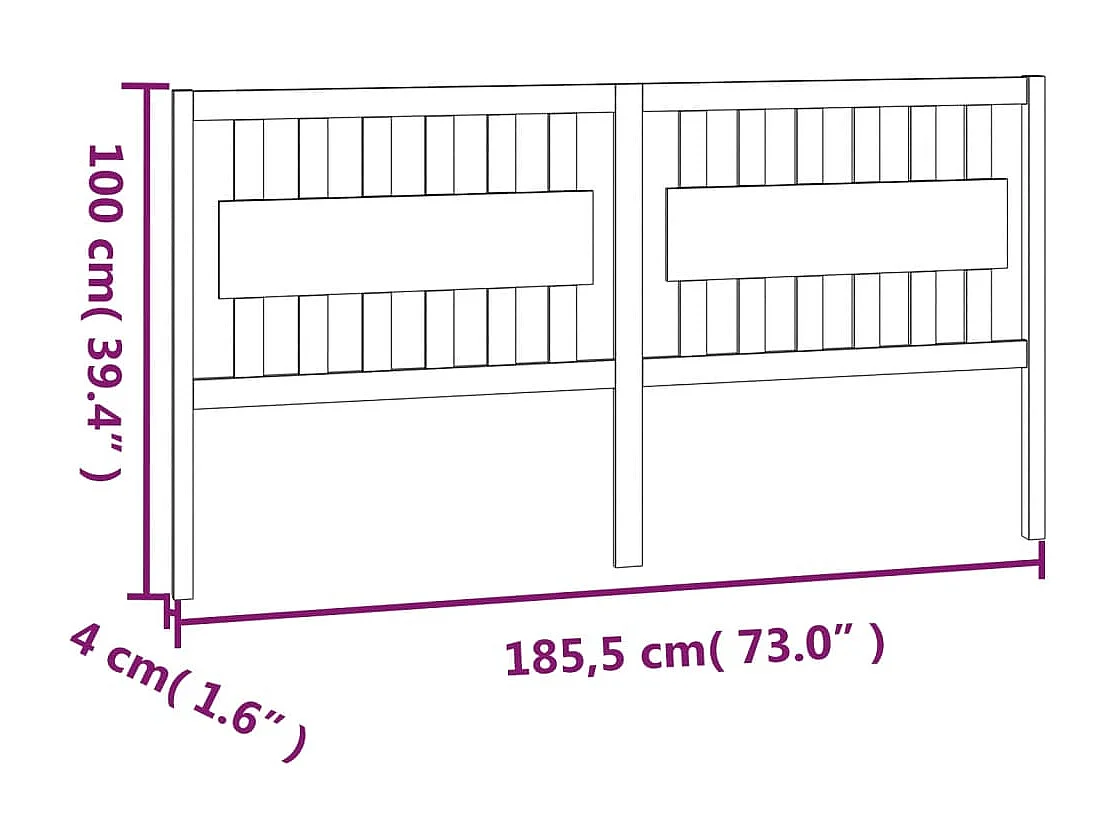 Tête de Lit | Panneau de tête pour lit Moderne Marron miel 185,5x4x100 cm Bois massif de pin