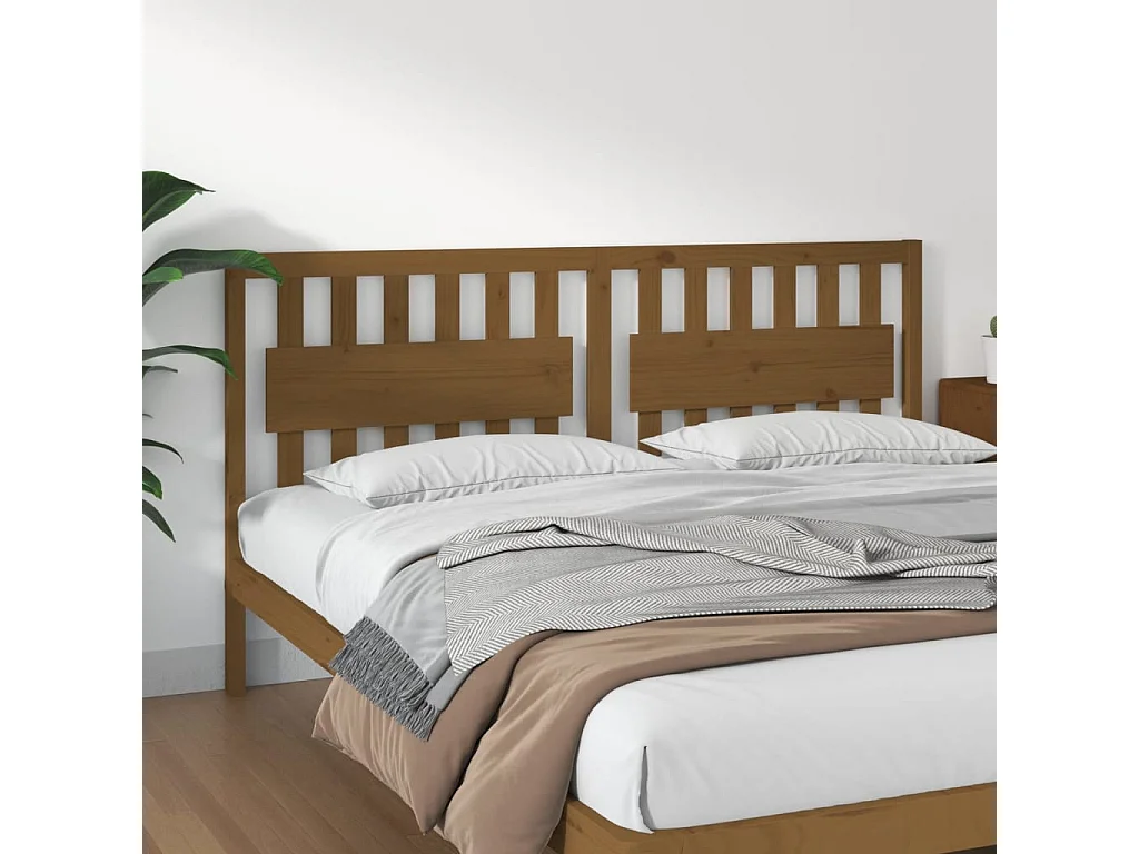 Tête de Lit | Panneau de tête pour lit Moderne Marron miel 185,5x4x100 cm Bois massif de pin