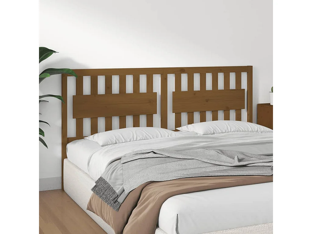 Tête de Lit | Panneau de tête pour lit Moderne Marron miel 185,5x4x100 cm Bois massif de pin