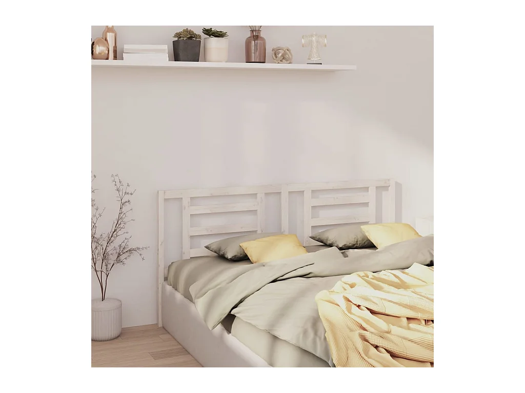 Cabecero de Cama | Cabezal de cama | Mueble de cabecero madera maciza de pino blanco 166x4x100 cm