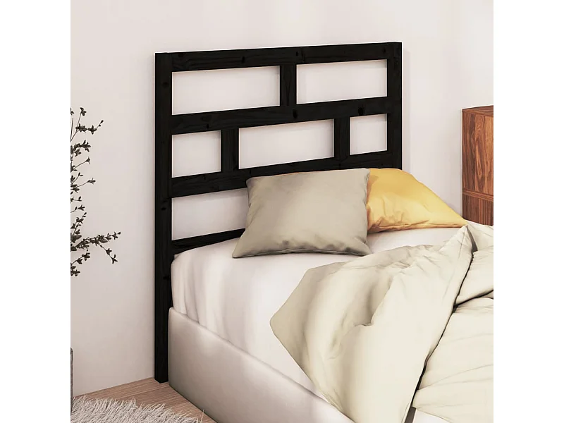 Cabecero de Cama | Cabezal de cama | Mueble de cabecero madera maciza de pino negro 81x4x100 cm