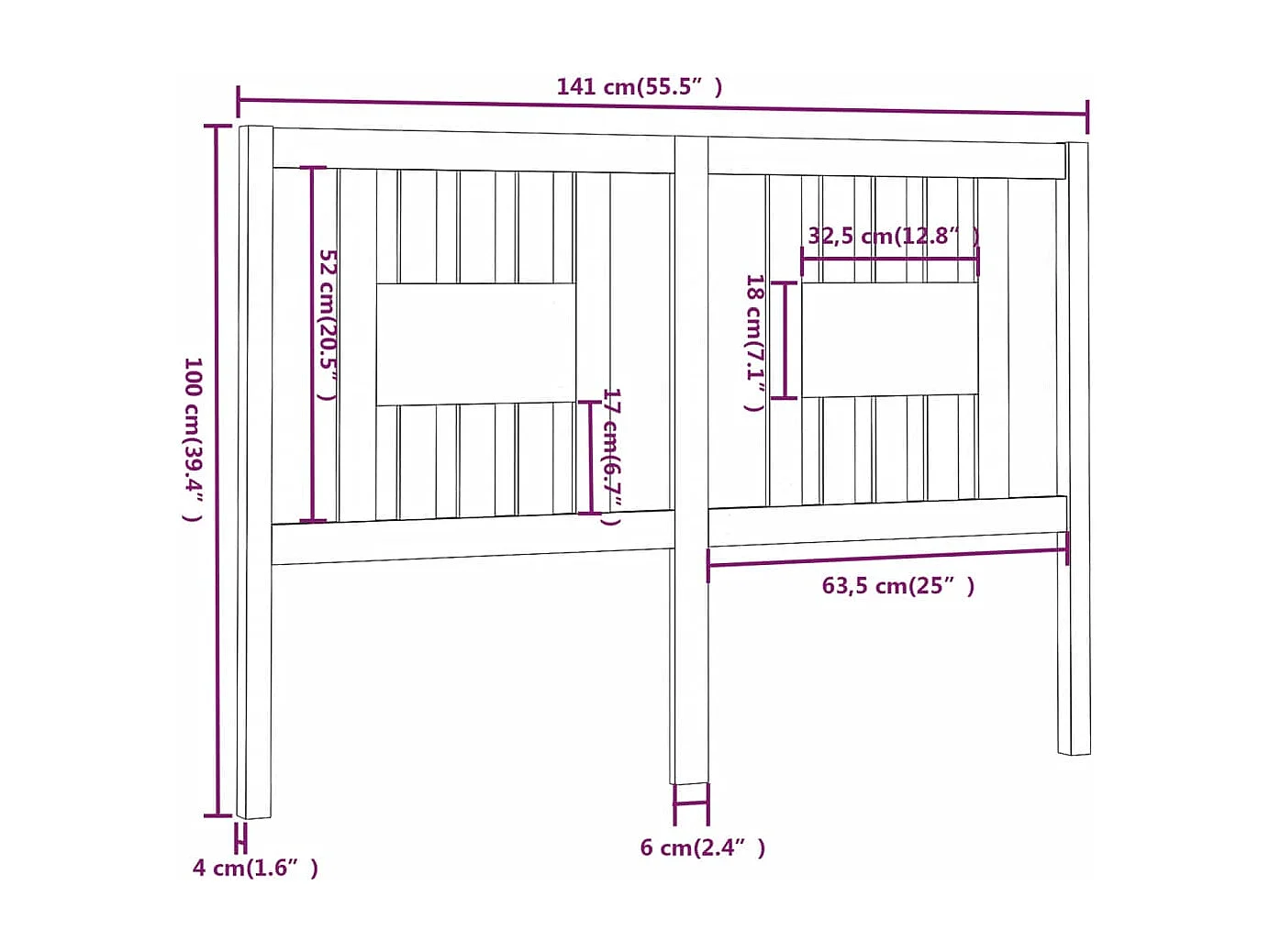 Tête de Lit | Panneau de tête pour lit Moderne Blanc 141x4x100 cm Bois massif de pin