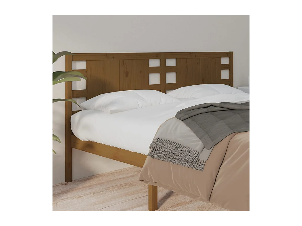 Mueble cabecero | Cabecero | Cabezal de cama madera maciza de pino marrón miel 126x4x100 cm