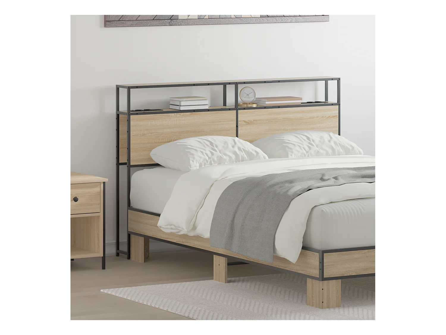 Tête de Lit de rangement | Panneau de tête pour lit Chêne sonoma 135 cm Bois d'ingénierie
