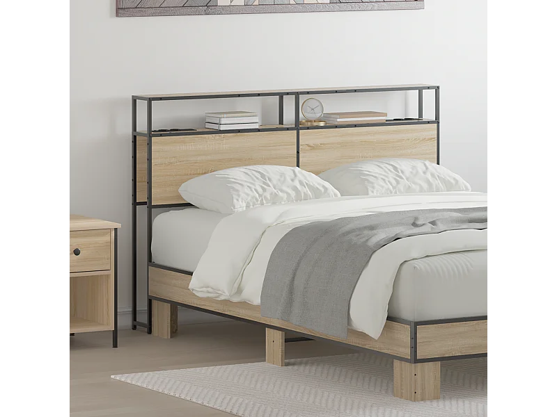 Tête de Lit de rangement | Panneau de tête pour lit Chêne sonoma 135 cm Bois d'ingénierie