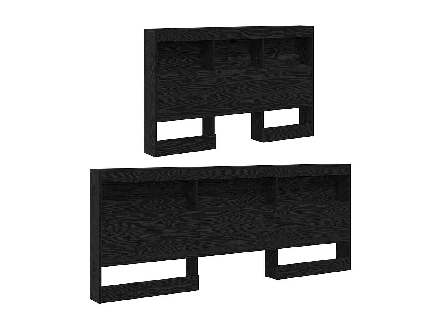 Mueble cabecero con almacenamiento | Cabecera de almacenamiento con estante Roble negro 120 cm