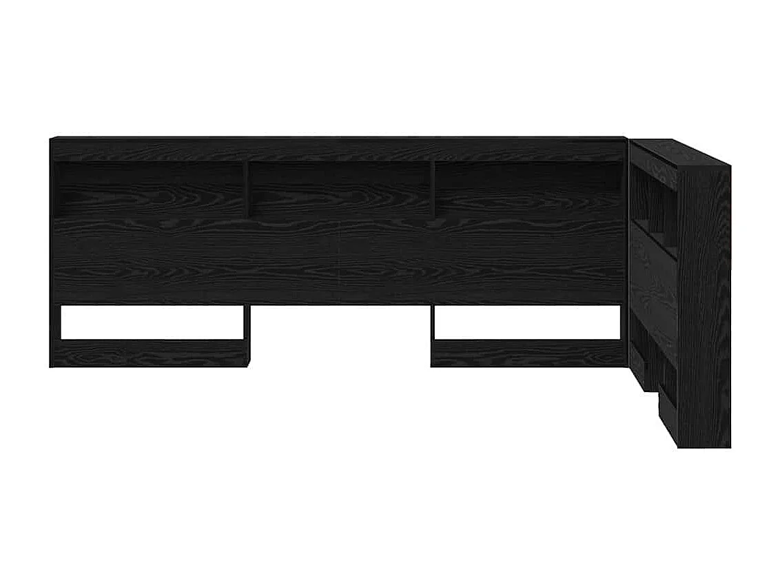 Mueble cabecero con almacenamiento | Cabecera de almacenamiento con estante Roble negro 120 cm