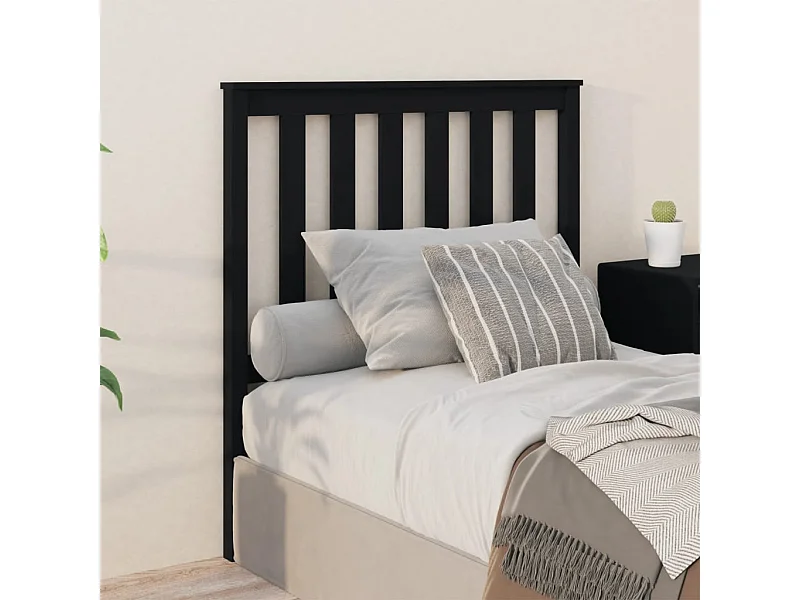 Cabecero de Cama | Cabezal de cama | Mueble de cabecero madera maciza de pino negro 96x6x101 cm