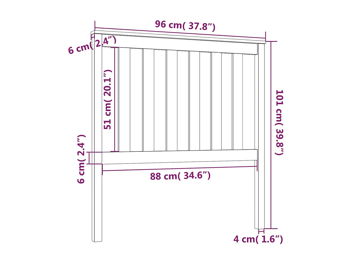 Tête de Lit | Panneau de tête pour lit Moderne Noir 96x6x101 cm Bois massif de pin