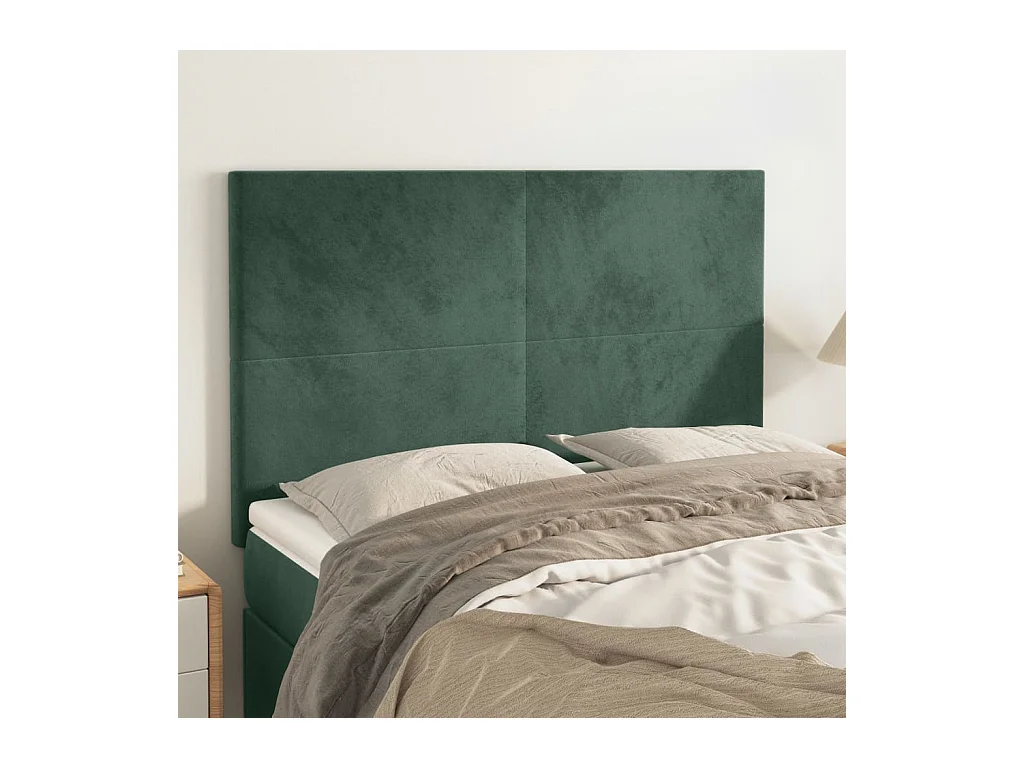 Têtes de lit | Panneaux de tête pour lit Moderne 4 pcs Vert foncé 72x5x78/88 cm Velours