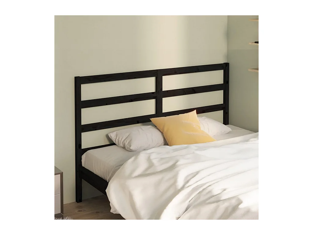 Cabecero de Cama | Cabezal de cama | Mueble de cabecero madera maciza de pino negro 166x4x100 cm