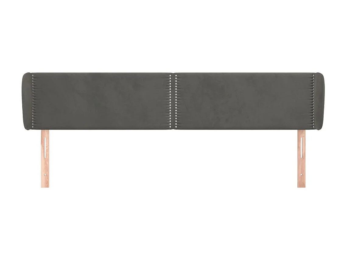 Tête de Lit | Panneau de tête pour lit Moderne avec oreilles Gris foncé 163x23x78/88 cm Velours