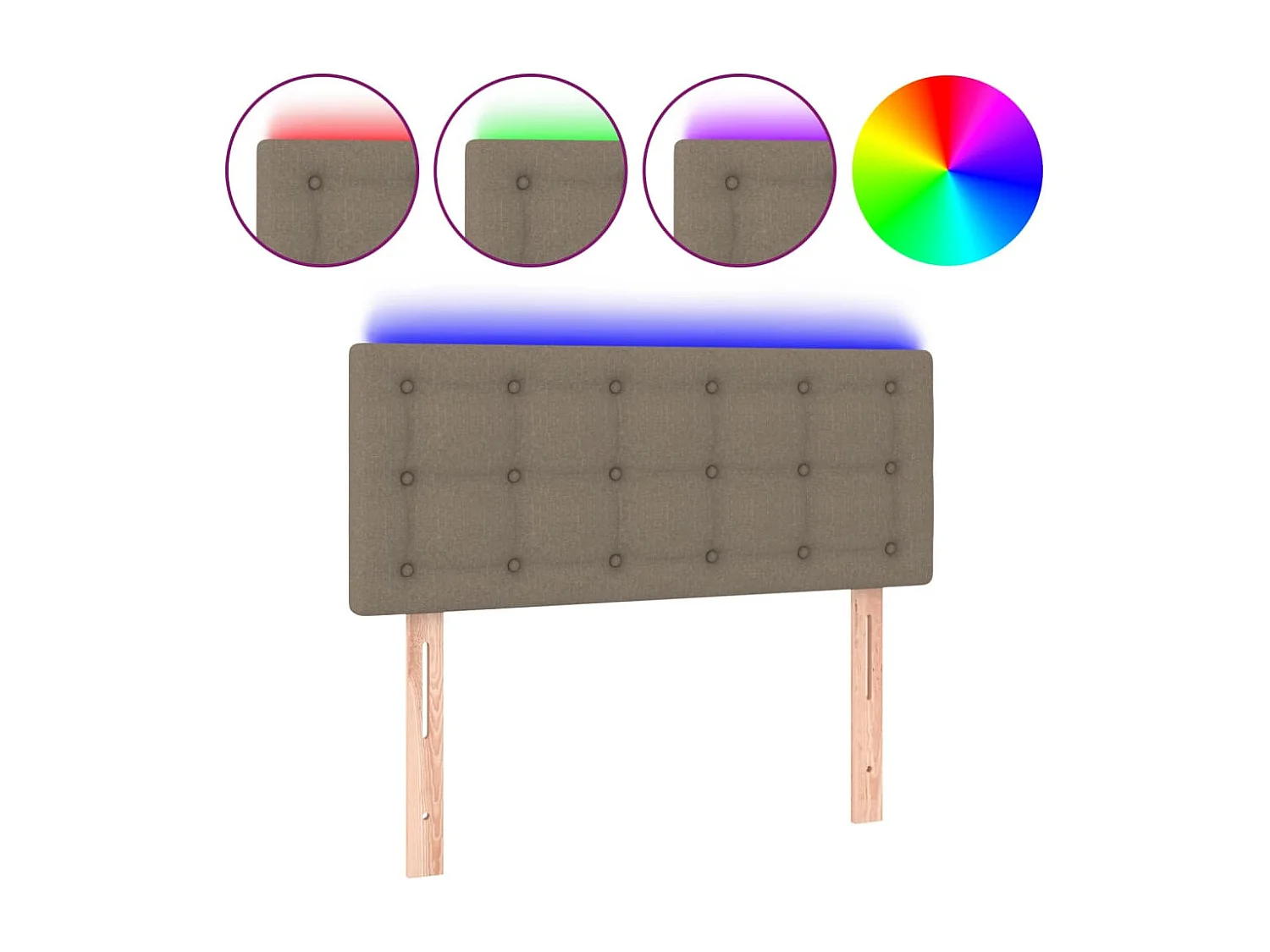 Tête de Lit | Panneau de tête pour lit Moderne à LED Taupe 100x5x78/88 cm Tissu