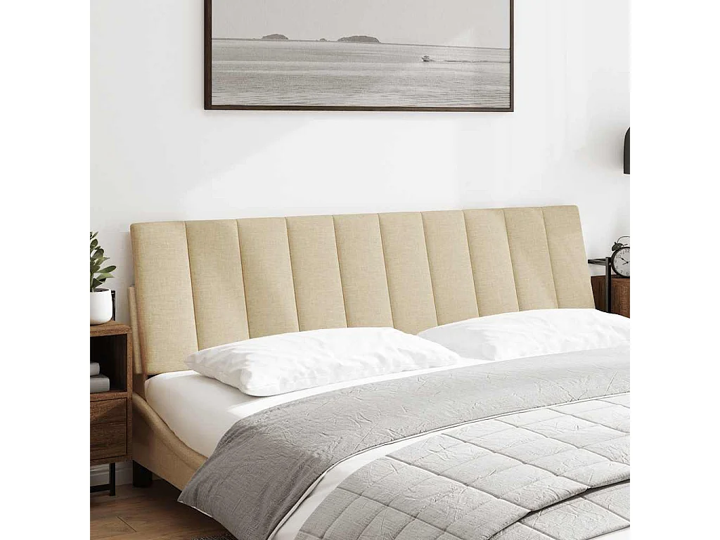 Cabecero de Cama | Cabezal de cama | Mueble de cabecero acolchado Hanko tela crema 180 cm