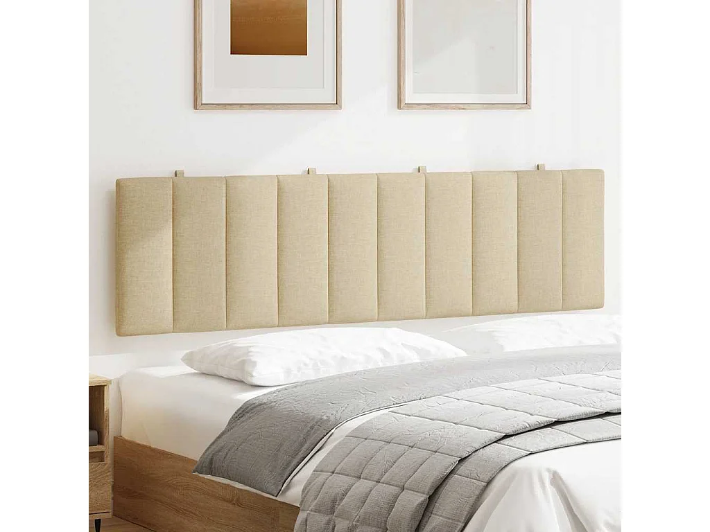 Cabecero de Cama | Cabezal de cama | Mueble de cabecero acolchado Hanko tela crema 180 cm