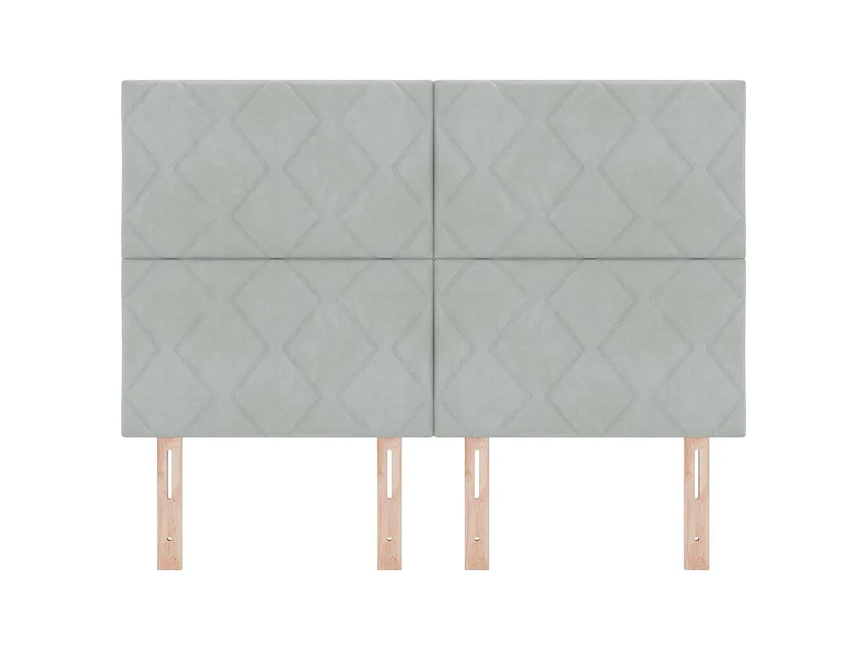 Mueble cabecero | Cabecero | Cabezal de cama Montaje en la pared Gris claro 144 cm Terciopelo