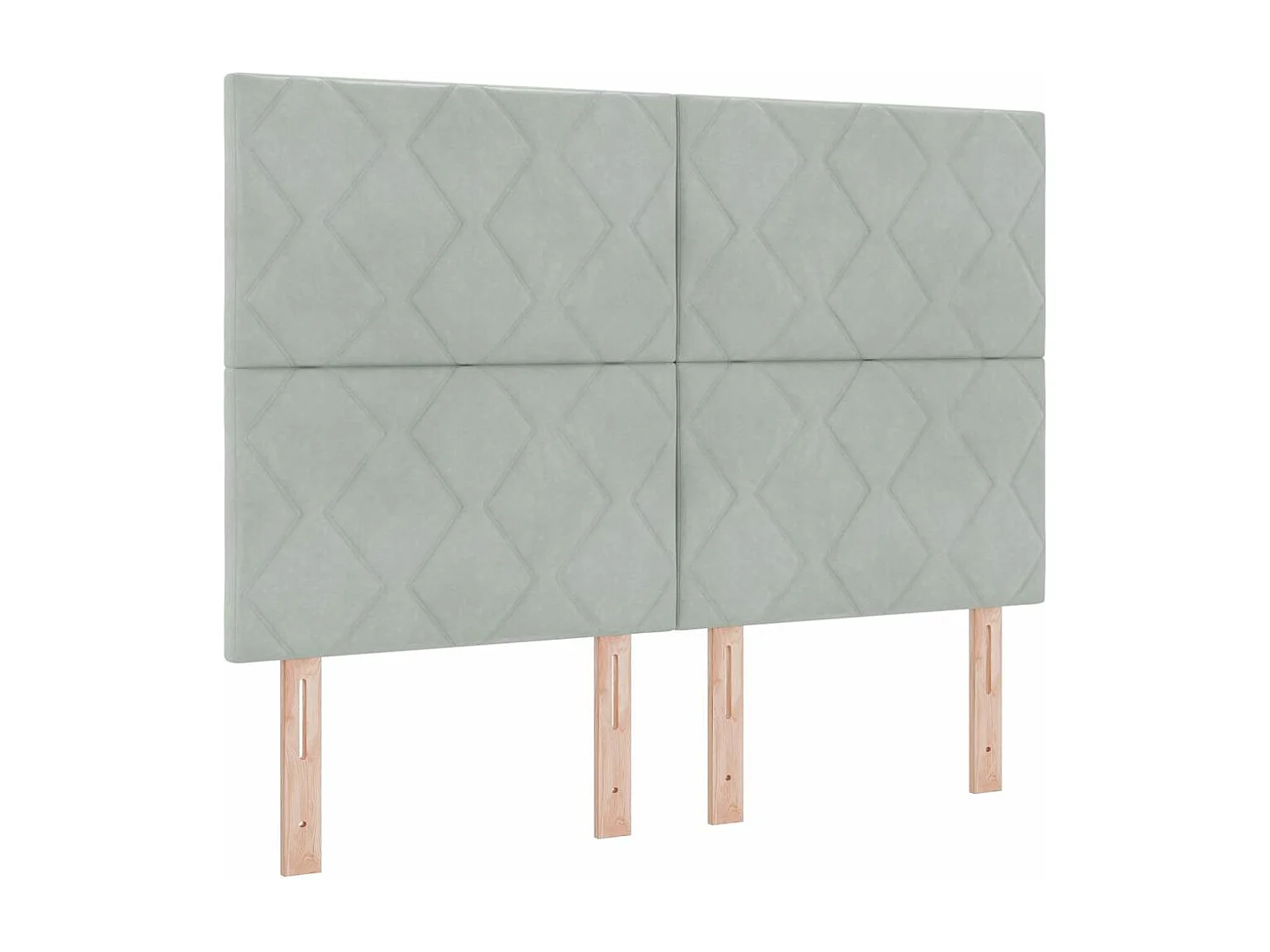 Tête de lit Montage mural | Panneau de tête pour lit Moderne  Géométrique Gris clair 144 cm Velours