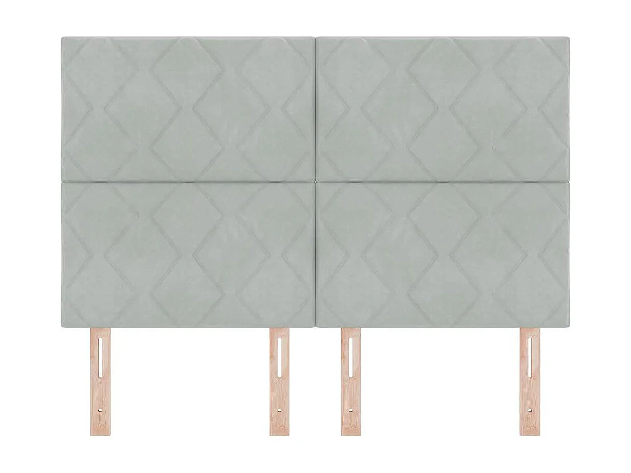 Tête de lit Montage mural | Panneau de tête pour lit Moderne  Géométrique Gris clair 144 cm Velours