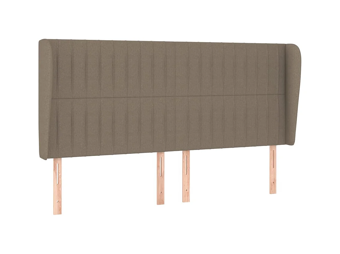Cabecero | Cabezal de Cama | Mueble cabecero con orejas de tela gris taupe 203x23x118/128 cm
