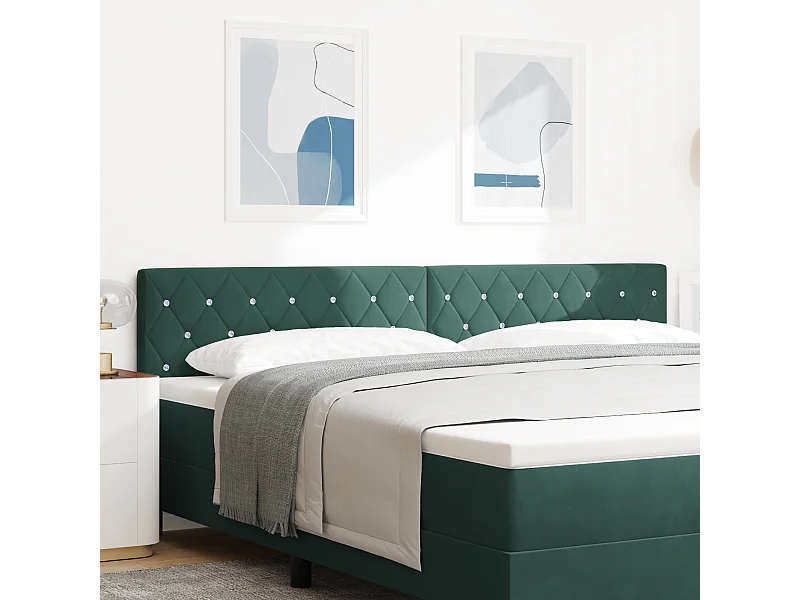 Tête de Lit | Panneau de tête pour lit Moderne en Velours Argyle Manuel Vert foncé 200 cm Velours