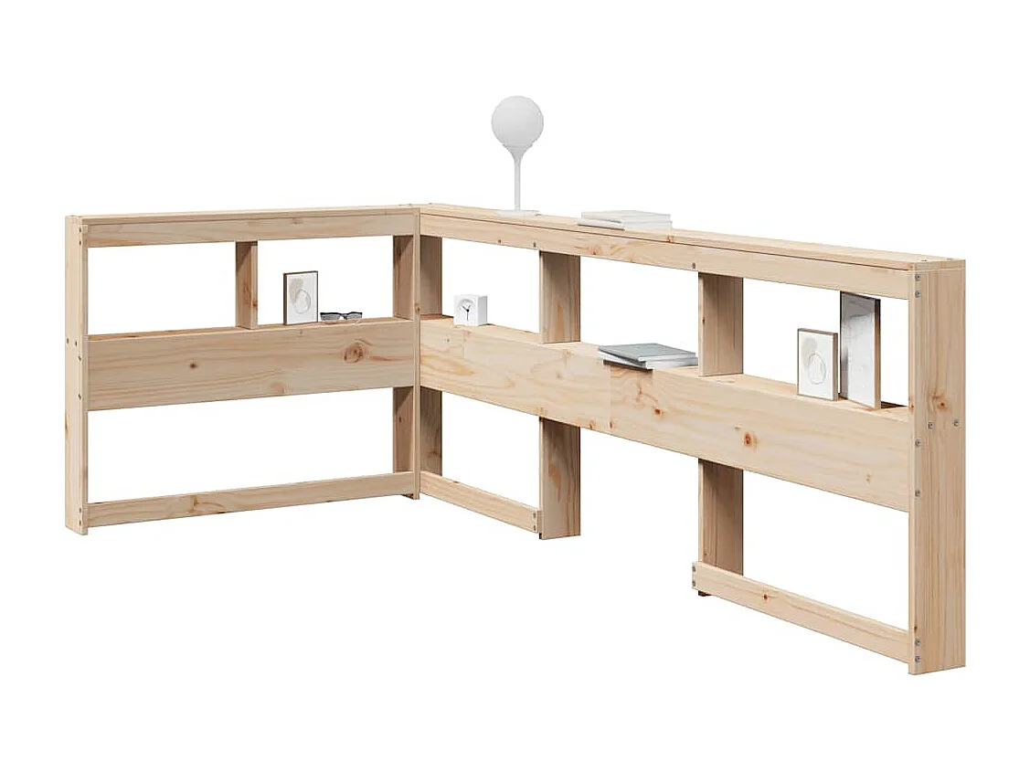 Mueble cabecero | Cabecero | Cabezal de cama librería en forma de L madera maciza de pino 90 cm