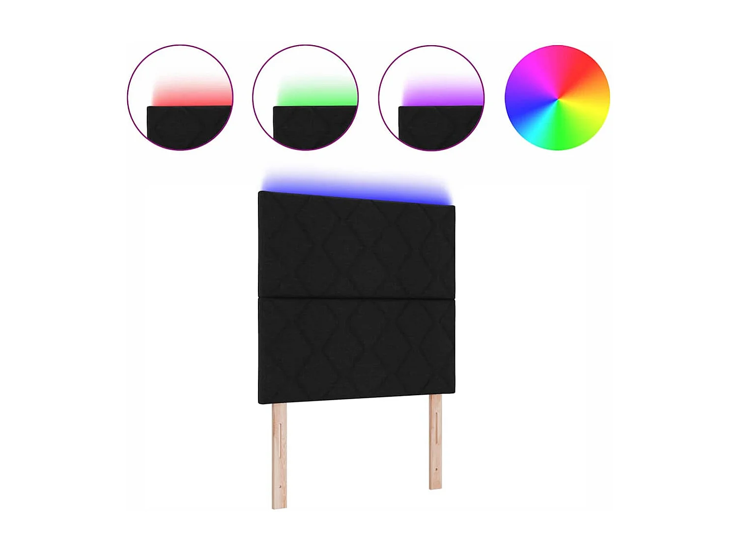 Tête de Lit | Panneau de tête pour lit Moderne avec des lumières à LED Réglable Noir 100 cm tissu