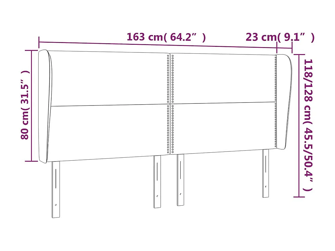 Tête de Lit | Panneau de tête pour lit Moderne avec oreilles Rose 163x23x118/128 cm Velours