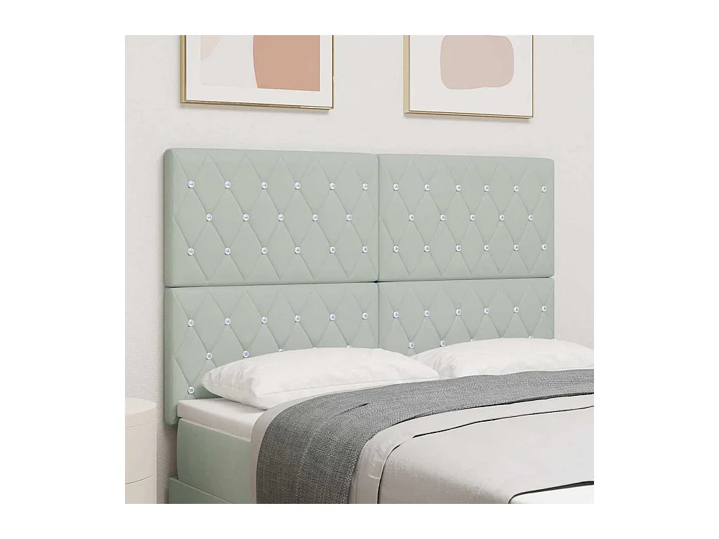 Mueble cabecero | Cabezal de cama | Cabecero de Terciopelo Argyle Gris claro 160 cm Terciopelo