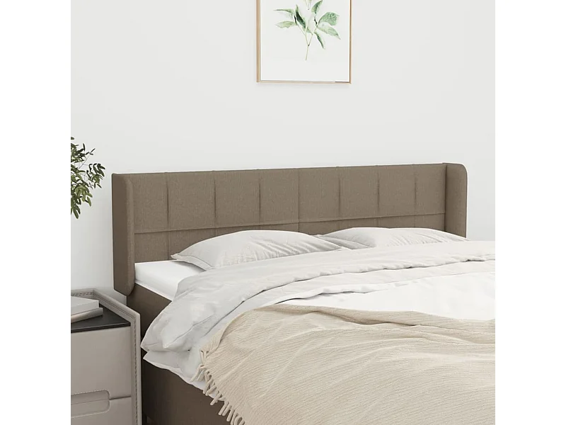 Mueble cabecero | Cabezal de cama | Cabecero de tela gris taupe 147x16x78/88 cm