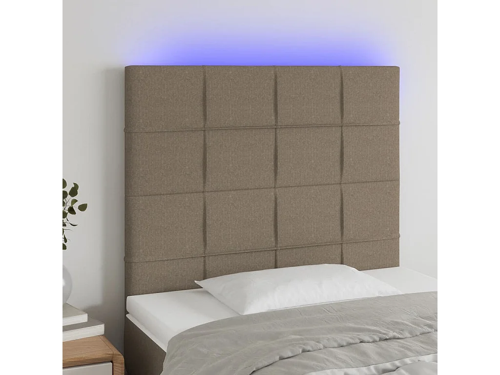 Hoofdbord | Hoofdeinde LED 90x5x118/128 cm stof taupe