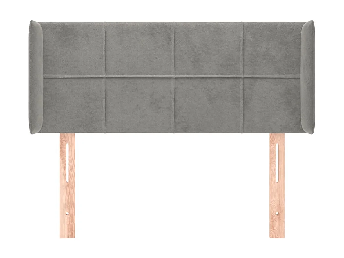 Tête de Lit | Panneau de tête pour lit Moderne avec oreilles Gris clair 83x16x78/88 cm Velours